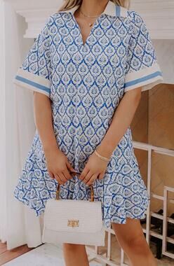 FRENCH MARKET PROMENADE DRESS IN BLUE